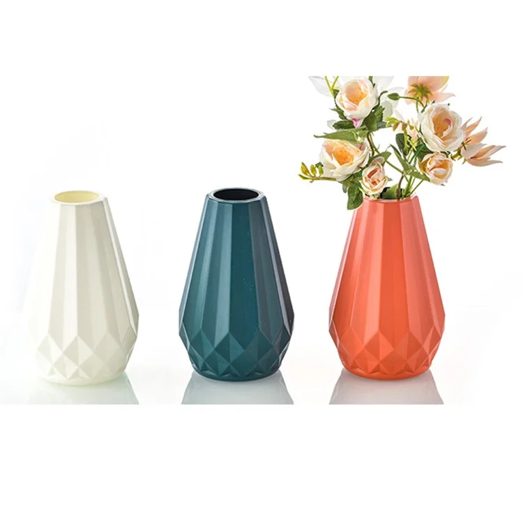 Vase à Fleurs en Plastique avec Effet Émail Céramique pour Fleurs Artificielles Sèches - Blanc