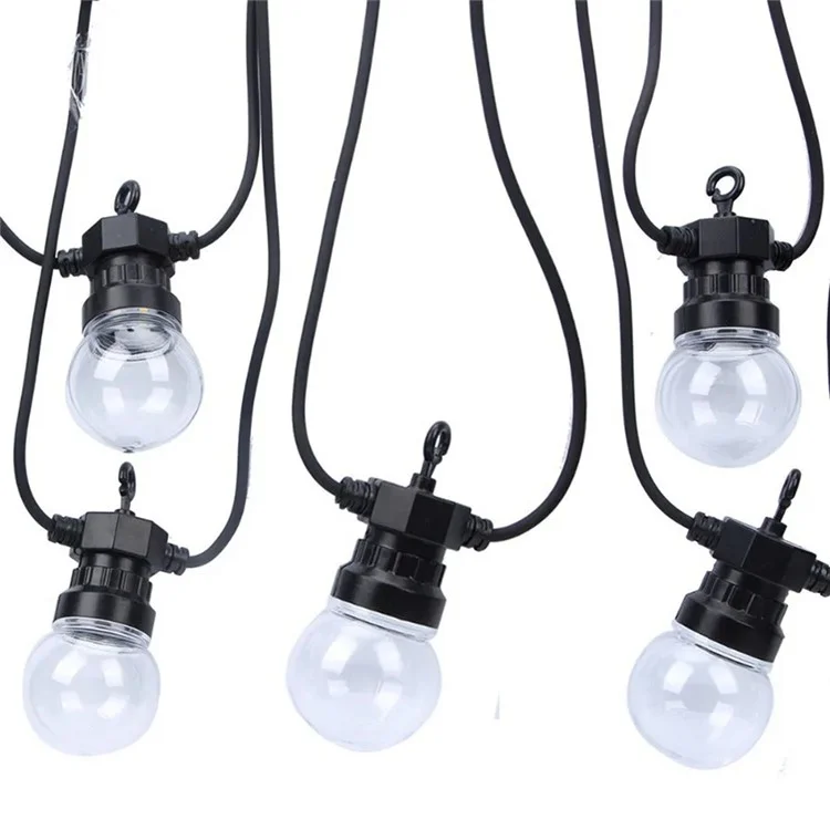 Luces de Cadena LED Solares G50 de 5m con 10 Bombillas, Resistentes al Agua para Exteriores, con Mando a Distancia - Bombilla Blanco Lechoso