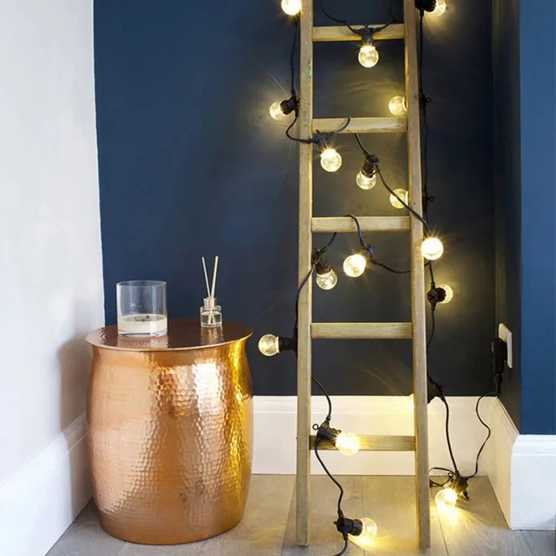 G50 10m 20 Bulbs Outdoor Waterproof String Lights for Camping Holiday Atmosphere Lamp, 220V EU Plug - Milky White Bulb