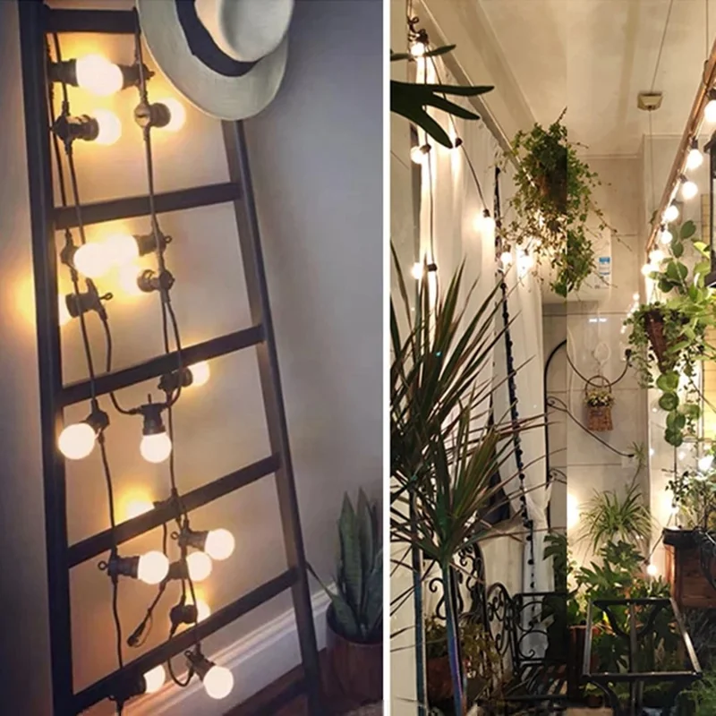 G50 10m 20 Bulbs Outdoor Waterproof String Lights for Camping Holiday Atmosphere Lamp, 220V EU Plug - Milky White Bulb