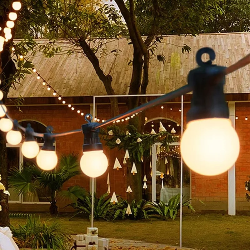 G50 10m 20 Bulbs Outdoor Waterproof String Lights for Camping Holiday Atmosphere Lamp, 220V EU Plug - Milky White Bulb