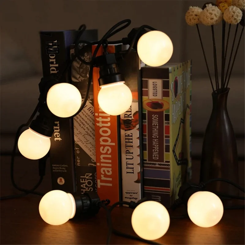G50 10m 20 Bulbs Outdoor Waterproof String Lights for Camping Holiday Atmosphere Lamp, 220V EU Plug - Milky White Bulb
