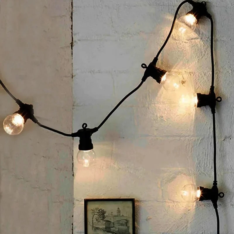 G50 10m 20 Bulbs Outdoor Waterproof String Lights for Camping Holiday Atmosphere Lamp, 220V EU Plug - Milky White Bulb