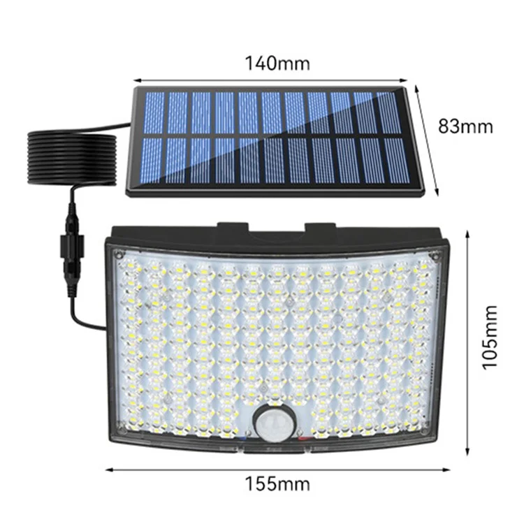 TG-TY01036 Solar Outdoor Wall Light 124 LED Motion Sensor Waterproof Security Lamp with Remote Control