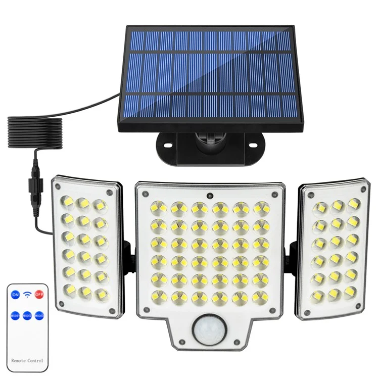 TG-TY01037 216 LED 3-Head Solar Powered Wall Light with Remote Control Waterproof Garden Lamp, Standard Panel