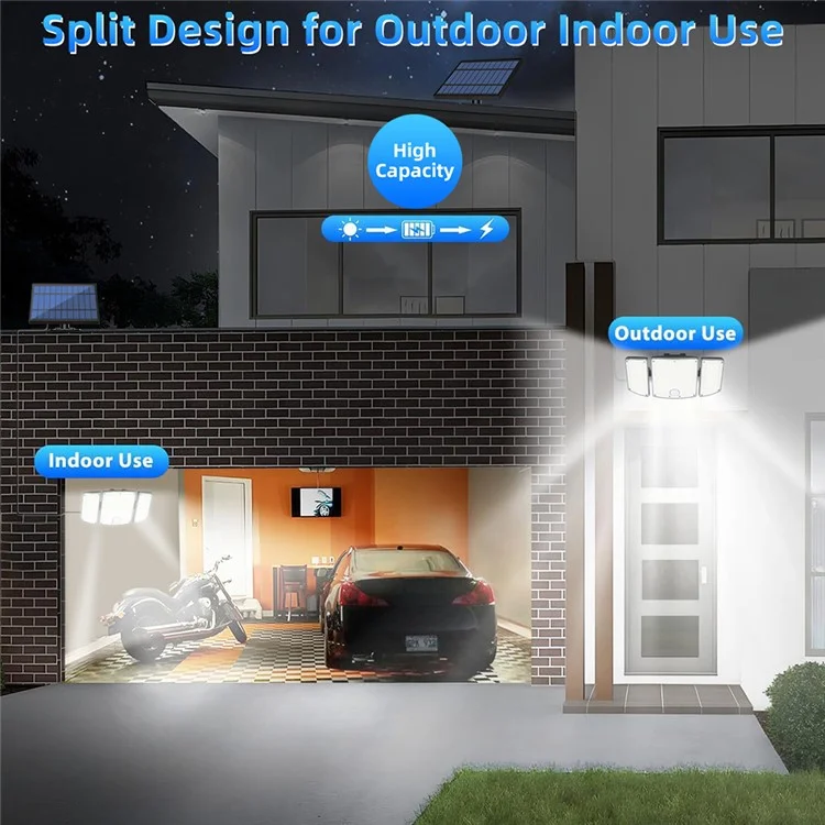 TG-TY01040 278 LED 3-Head Solar Powered Wall Light with Remote Control Waterproof Garden Lamp, Large Panel
