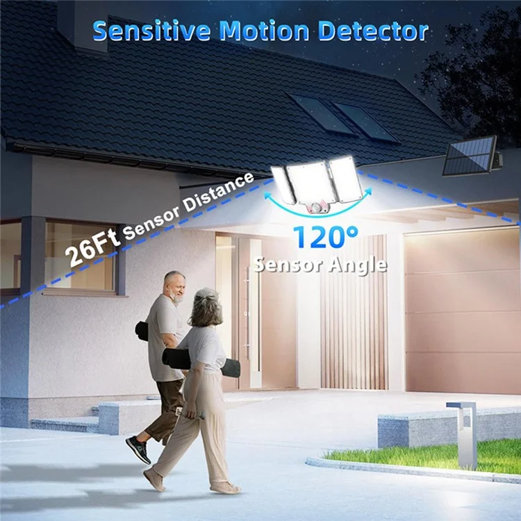 TG-TY01040 278 LED 3-Head Solar Powered Wall Light with Remote Control Waterproof Garden Lamp, Large Panel