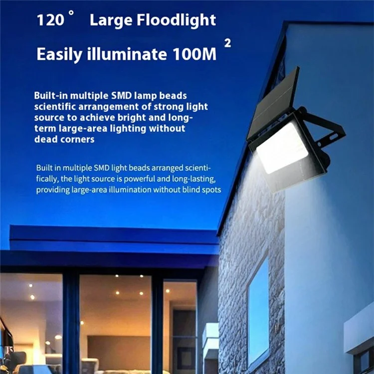 Luz Solar Dobrável para Exteriores com Sensor de Movimento para Jardim e Parede de Pátio, Controle Remoto, Tamanho Médio