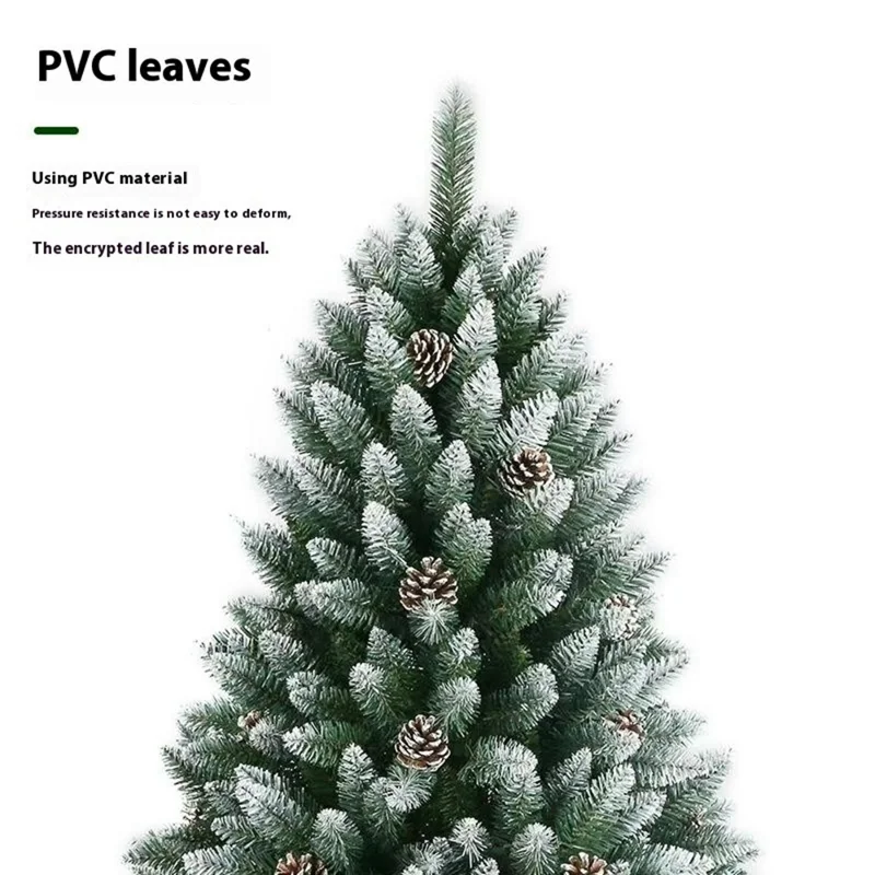 Sapin de Noël de 210 cm avec des pommes de pin, 1100 branches en PVC épaissi, enneigé, arbre de Noël artificiel en forme de crayon