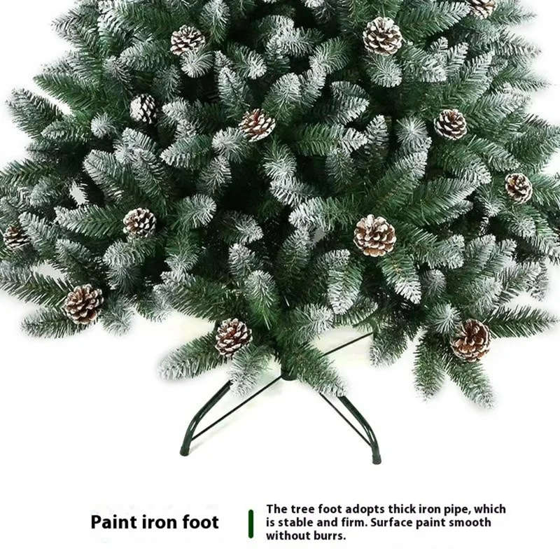 Sapin de Noël de 210 cm avec des pommes de pin, 1100 branches en PVC épaissi, enneigé, arbre de Noël artificiel en forme de crayon