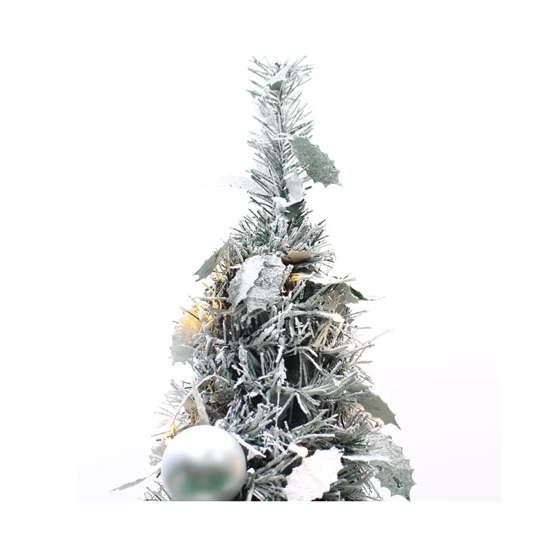 150cm Collapsible Spiral Christmas Tree with LED Lights Ornaments USB Powered Flocked Xmas Tree Party Decoration