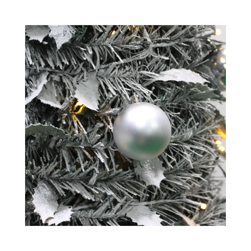150cm Collapsible Spiral Christmas Tree with LED Lights Ornaments USB Powered Flocked Xmas Tree Party Decoration