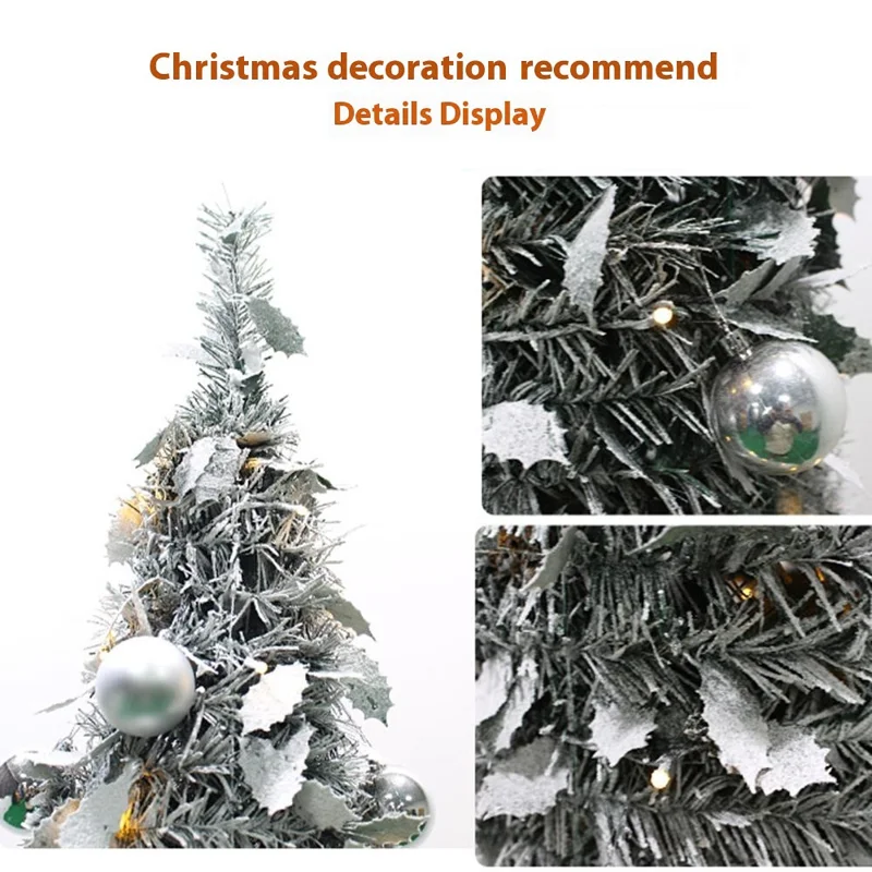 150cm Collapsible Spiral Christmas Tree with LED Lights Ornaments USB Powered Flocked Xmas Tree Party Decoration