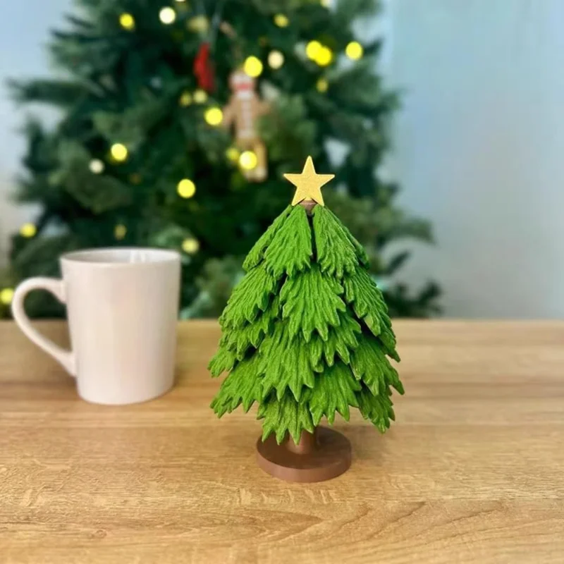 Set di Sottobicchieri ad Albero di Natale Decorazione Festiva Pad Protettivo da Tavola Stampato in 3D con Miniatura di Albero