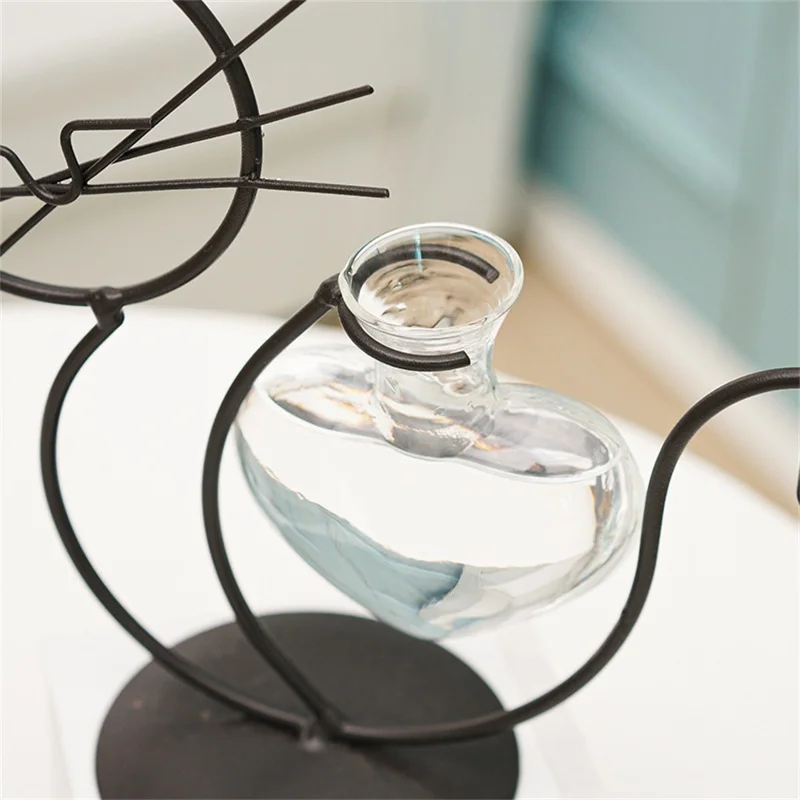 Suporte de Plantas em Formato de Gato Sentado, Ferro, Vaso Hidropônico, Ornamento Criativo para Decoração de Casa - Preto