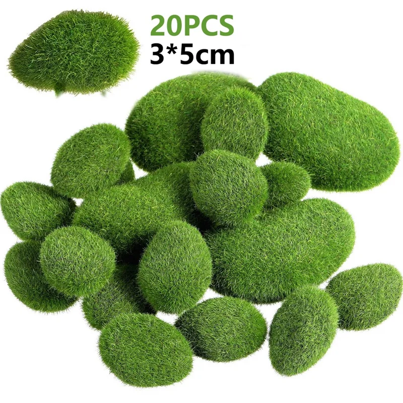 20 Pièces de Rochers de Mousse Artificielle 3 x 5 cm Pierre Artificielle Réaliste pour Décoration de Tournage, Jardin, Conteneur en Verre et Artisanat