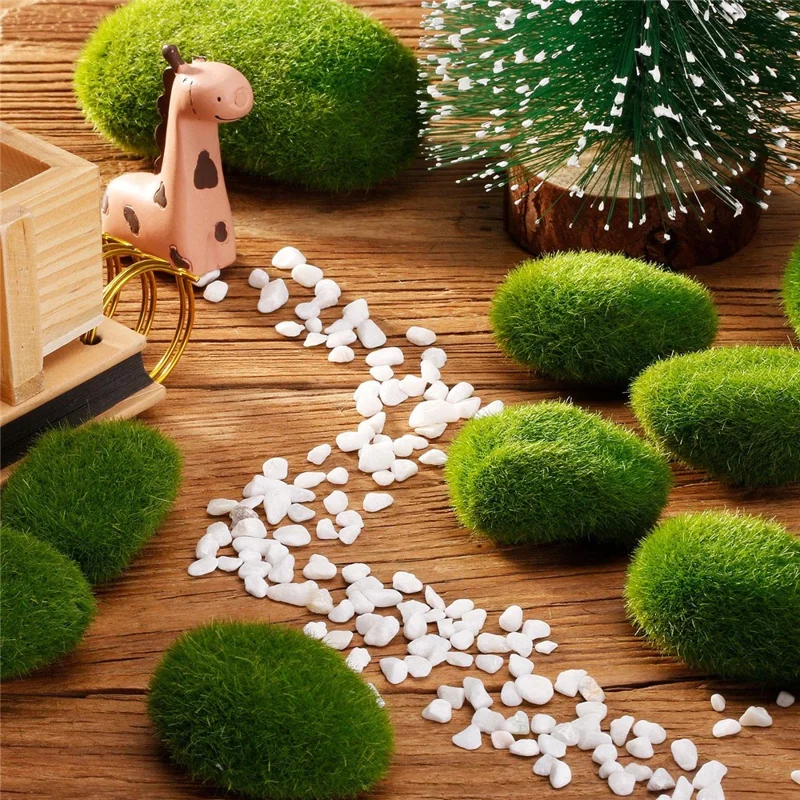 20PCS Artificial Moss Rocks 4 x 5cm Realistic Faux Stone Shooting Prop Decor Garden Glass Container Crafts