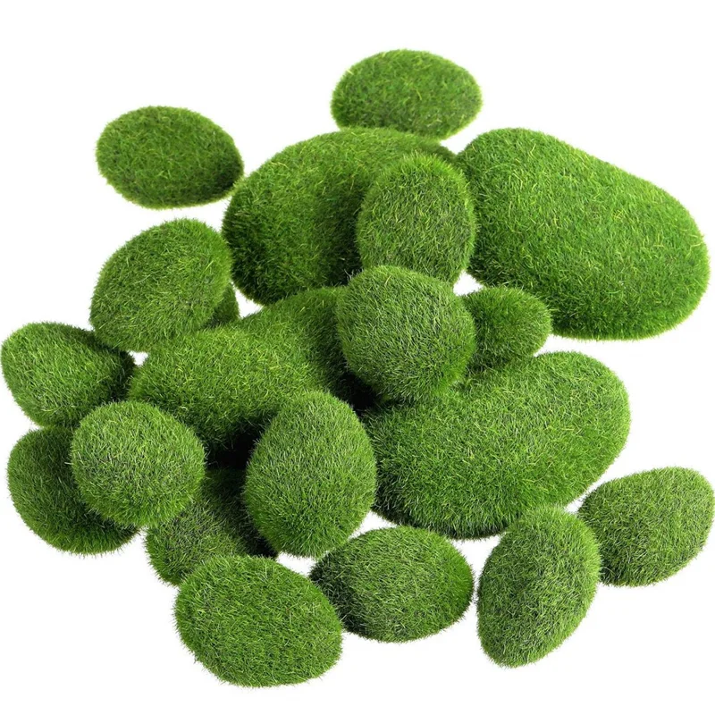 10 Unidades de Rocas de Musgo Artificiales de 7 x 8 cm, Piedras Cubiertas de Musgo Verde para Decoración de Hogar, Jardín, Paisaje y Manualidades