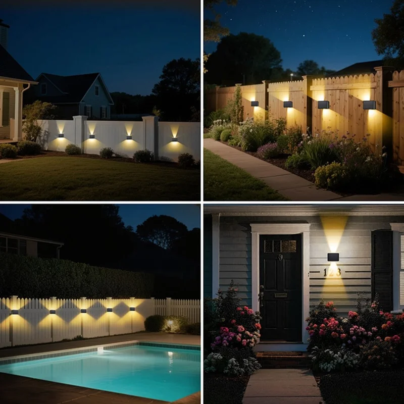 TS-G0806 1Pc Outdoor Solar Wall Washer Light Adjustable Beam Waterproof LED Decorative Ambiance Lamp