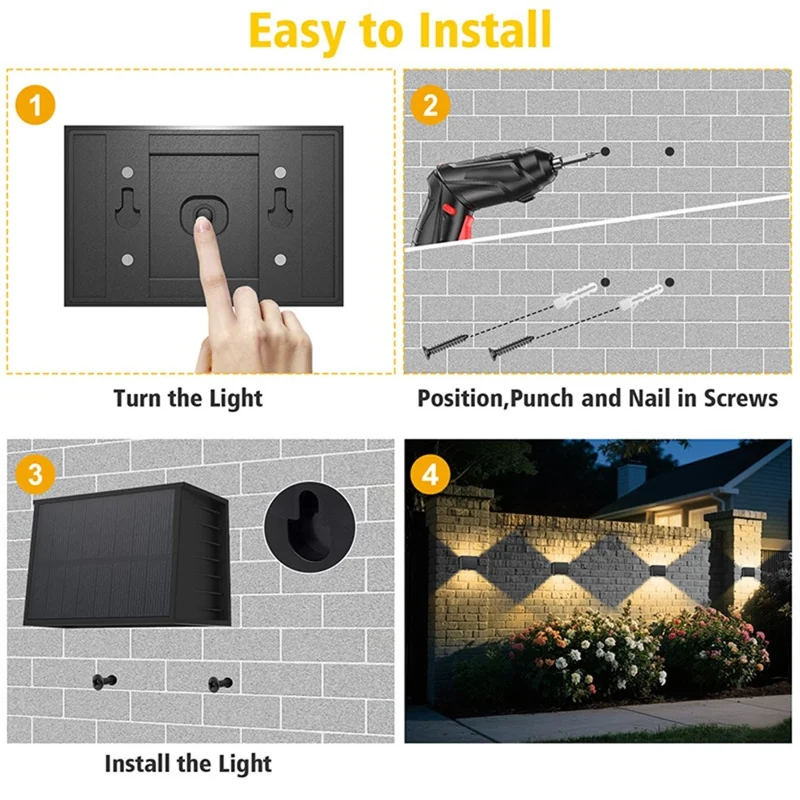TS-G0806 1Pc Outdoor Solar Wall Washer Light Adjustable Beam Waterproof LED Decorative Ambiance Lamp