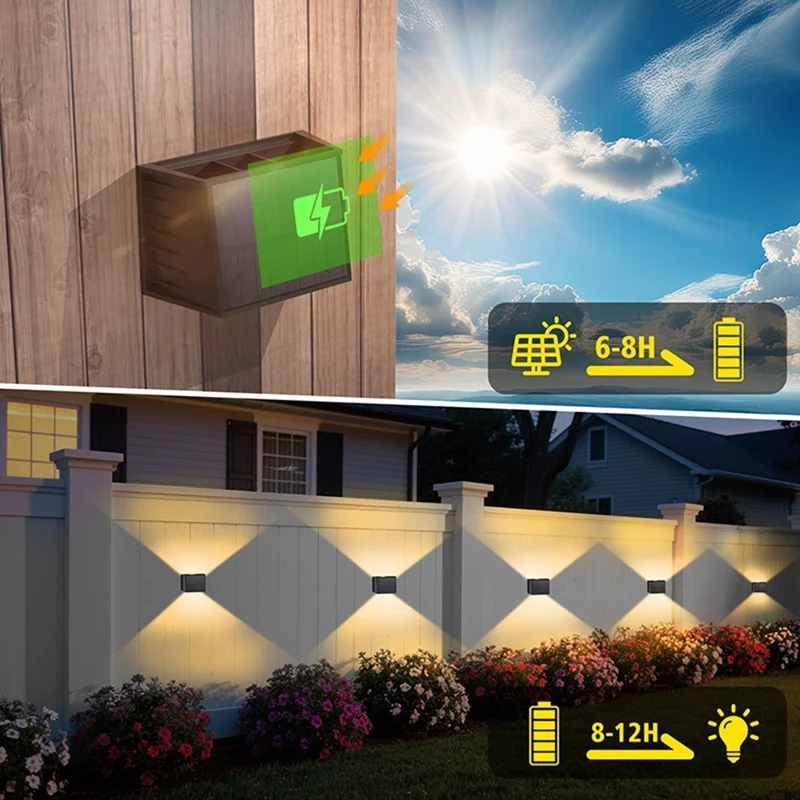 TS-G0806 2 Peças Luz de Parede Solar Externa Ajustável à Prova d'Água LED Decorativa para Ambiente