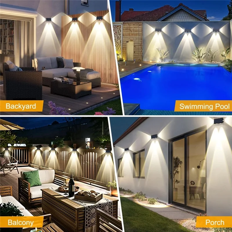 TS-G0308 1Pc 4LED Wall Washer Light Outdoor Solar Waterproof 3-Sided Ambient Lamp, Warm Light