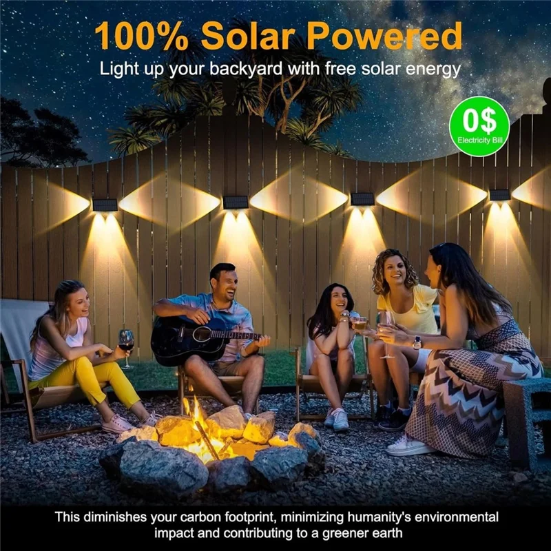 TS-G0308 1Pc 4LED Wall Washer Light Outdoor Solar Waterproof 3-Sided Ambient Lamp, Warm Light
