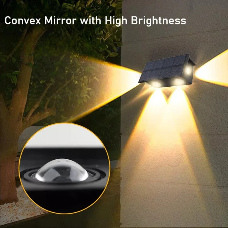 TS-G0308 4Pcs 4LED Wall Washer Light Outdoor Solar Waterproof 3-Sided Ambient Lamp, RGB+Warm Light