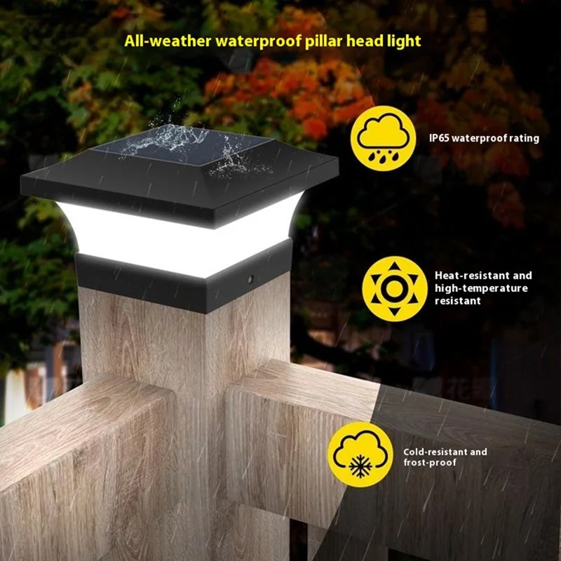 TS-GL0403 Lampe de borne solaire étanche IP65 pour clôture de jardin, lampe de paysage, décoration extérieure - Lumière blanche 6000K