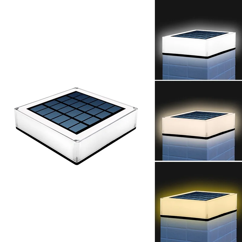TS-GL0406 Solarlampe für Zaunpfosten mit 3 Farbtemperaturen, wasserdicht, quadratisch, für den Außenbereich