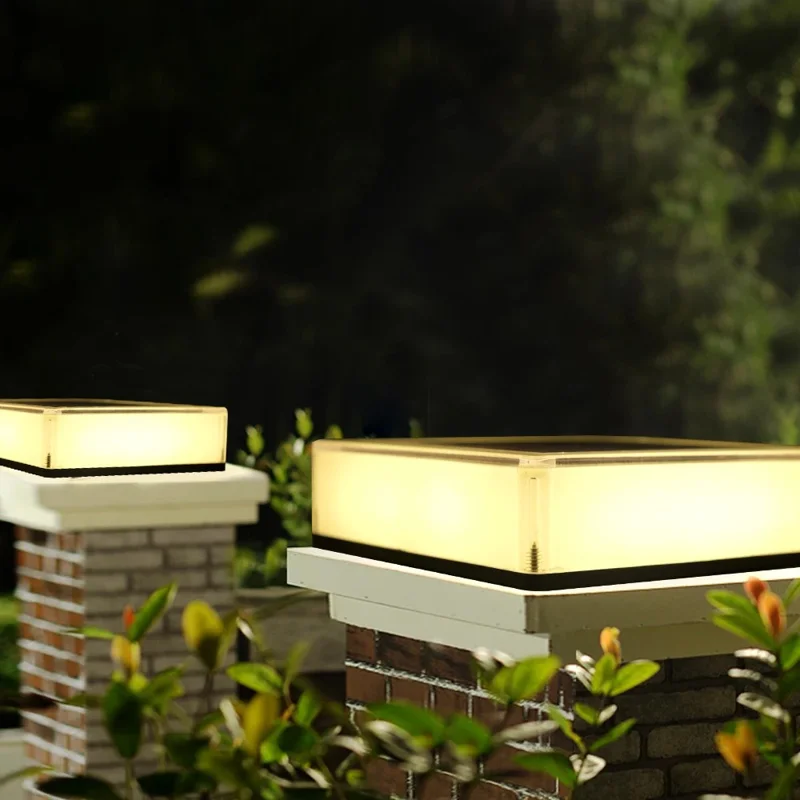 TS-GL0406 Solarlampe für Zaunpfosten mit 3 Farbtemperaturen, wasserdicht, quadratisch, für den Außenbereich