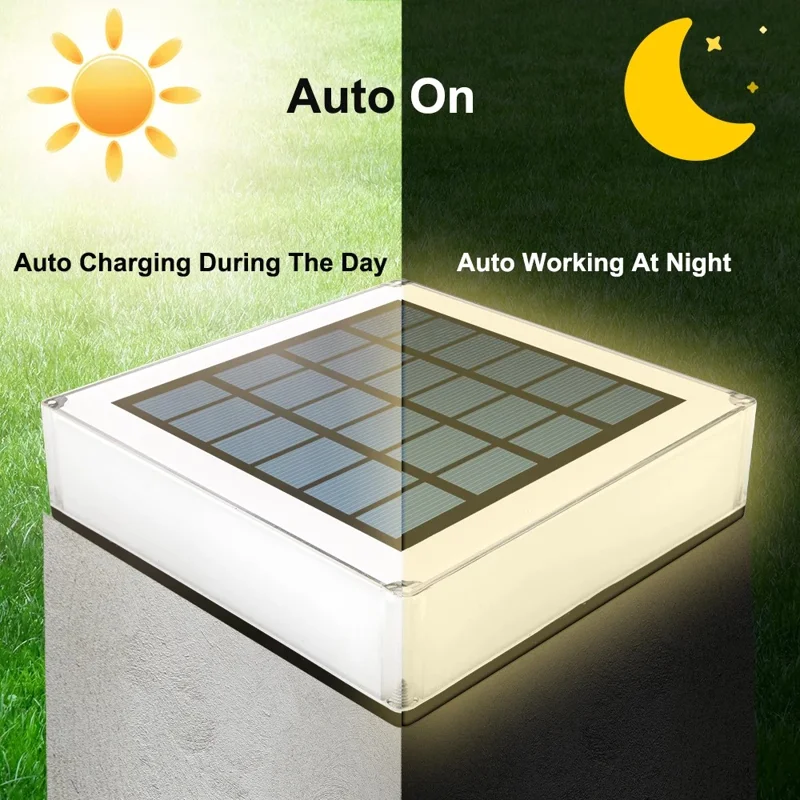 TS-GL0406 RGB Color Change + Fixed Color Solar Powered Square Post Cap Light for Outdoor Fence Garden
