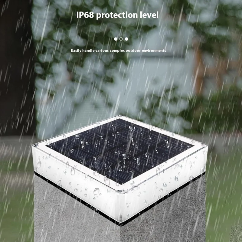 TS-GL0406 RGB Color Change + Fixed Color Solar Powered Square Post Cap Light for Outdoor Fence Garden