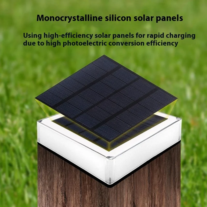 TS-GL0406 RGB Color Change + Fixed Color Solar Powered Square Post Cap Light for Outdoor Fence Garden