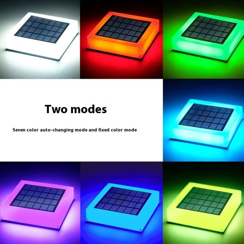 TS-GL0406 RGB Color Change + Fixed Color Solar Powered Square Post Cap Light for Outdoor Fence Garden