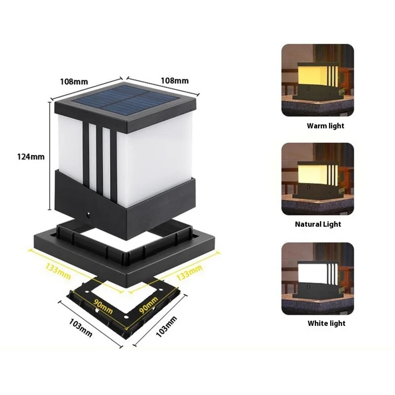 TS-GL0407 Solarer Pfosten-Kapenleuchte IP65 Wasserdicht Außen Solar-Lampe für Garten Hof