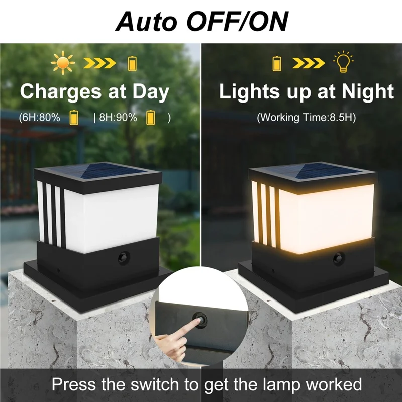 TS-GL0407 Solarer Pfosten-Kapenleuchte IP65 Wasserdicht Außen Solar-Lampe für Garten Hof