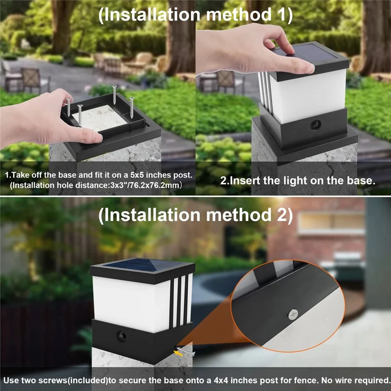 TS-GL0407 Solarer Pfosten-Kapenleuchte IP65 Wasserdicht Außen Solar-Lampe für Garten Hof