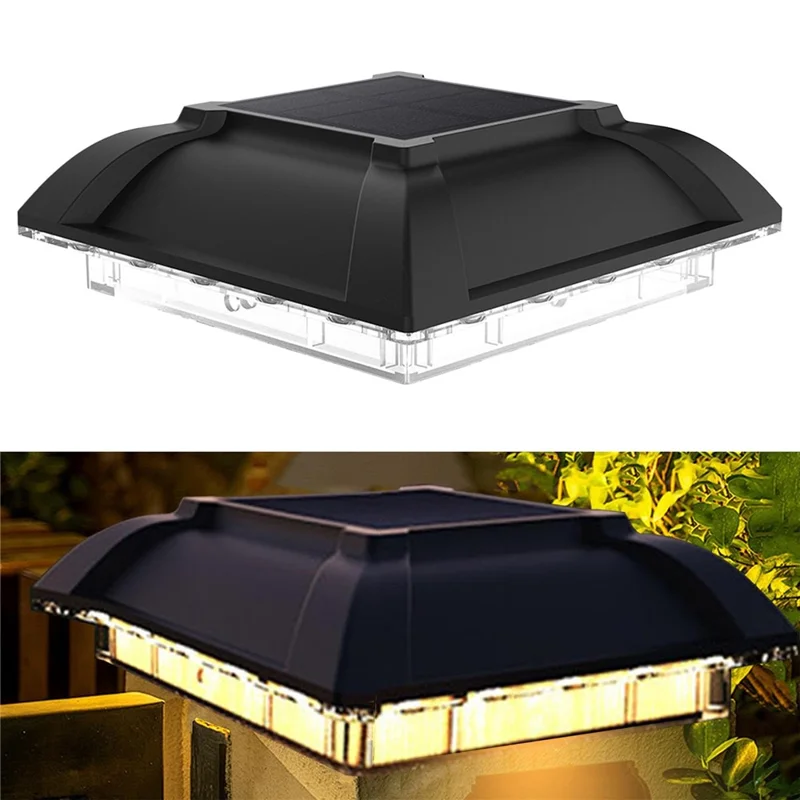 TS-G0706 Solarbetriebene Pfostenkappen-Leuchte Wasserdichte Zaunlampe Solar-Außenbeleuchtung für Garten, Warmweiß
