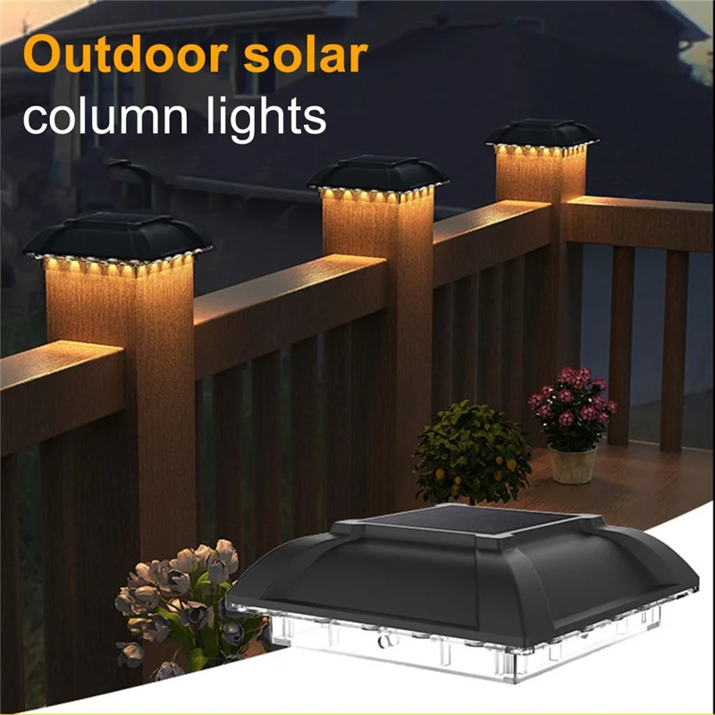 TS-G0706 Solarbetriebene Pfostenkappen-Leuchte Wasserdichte Zaunlampe Solar-Außenbeleuchtung für Garten, Warmweiß