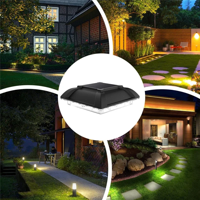 TS-G0706 Solarbetriebene Pfostenkappen-Leuchte Wasserdichte Zaunlampe Solar-Außenbeleuchtung für Garten, Warmweiß