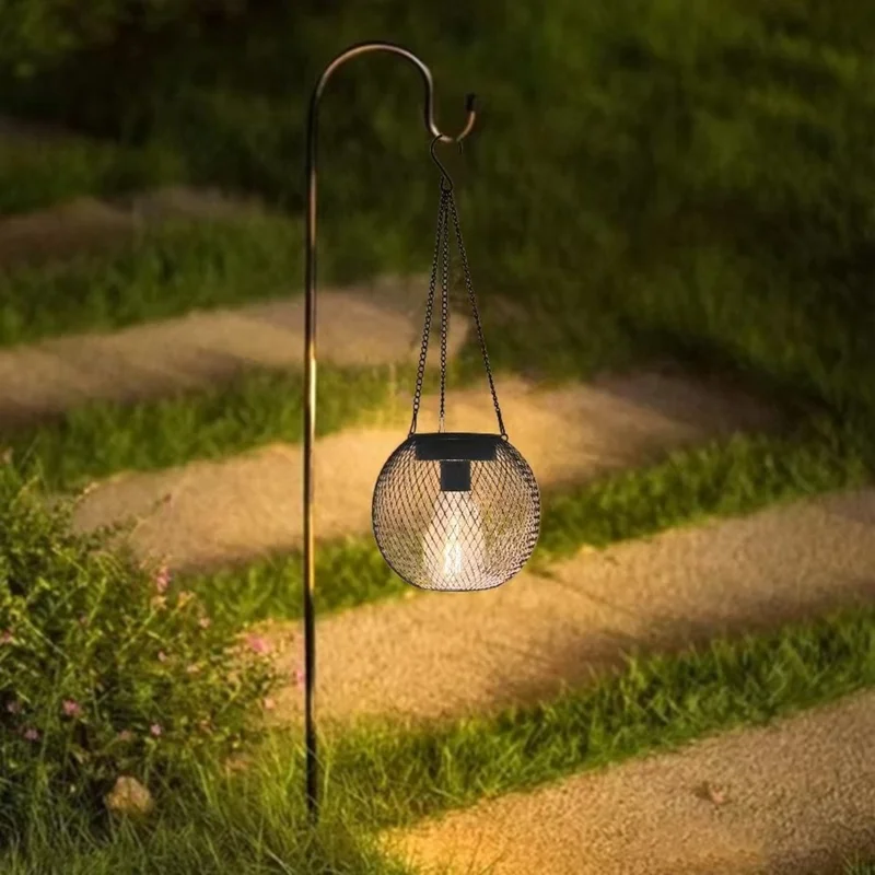 Lampe de jardin solaire en forme de rhombus avec pétales et fil de tungstène, projecteur décoratif d'extérieur suspendu imperméable