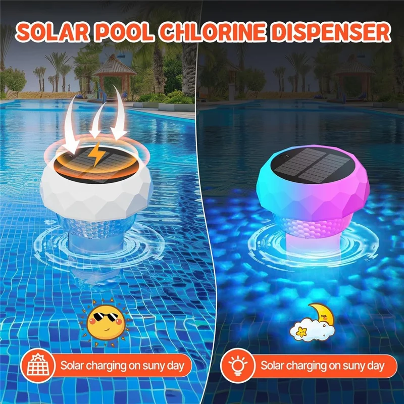 Lámpara Flotante LED Solar para Desinfección de Piscina con Fuente y Decoración de Paisaje con Control Remoto