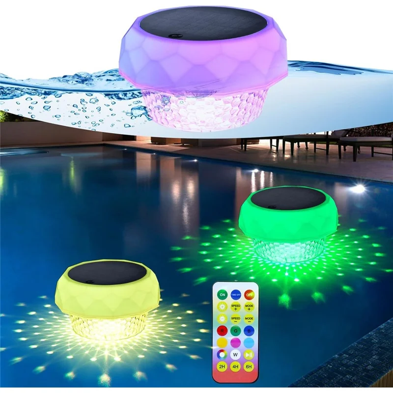 Lámpara Flotante LED Solar para Desinfección de Piscina con Fuente y Decoración de Paisaje con Control Remoto