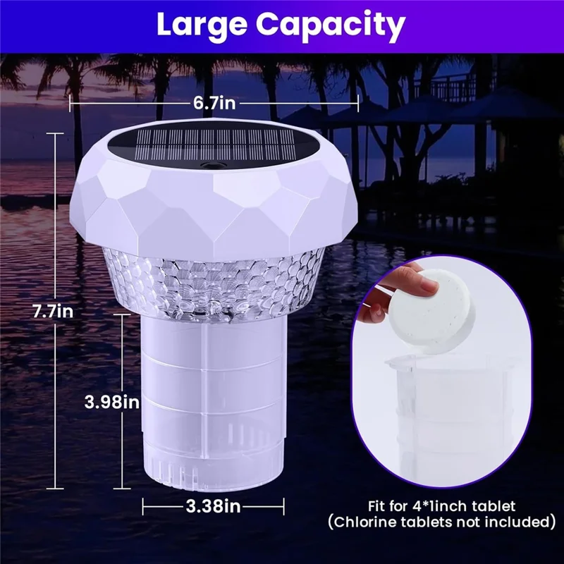 Lámpara Flotante LED Solar para Desinfección de Piscina con Fuente y Decoración de Paisaje con Control Remoto