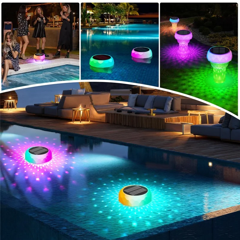 Lámpara Flotante LED Solar para Desinfección de Piscina con Fuente y Decoración de Paisaje con Control Remoto