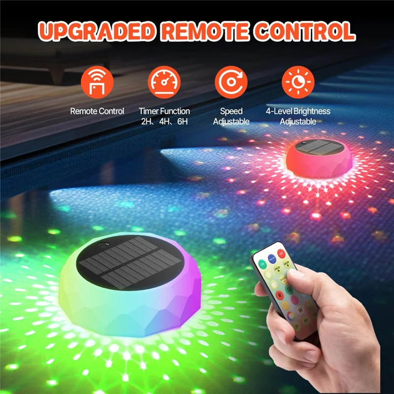 Lámpara Flotante LED Solar para Desinfección de Piscina con Fuente y Decoración de Paisaje con Control Remoto