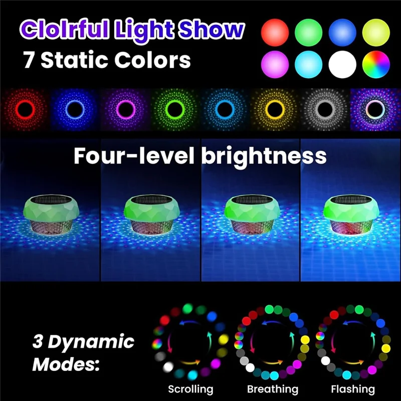 Lámpara Flotante LED Solar para Desinfección de Piscina con Fuente y Decoración de Paisaje con Control Remoto
