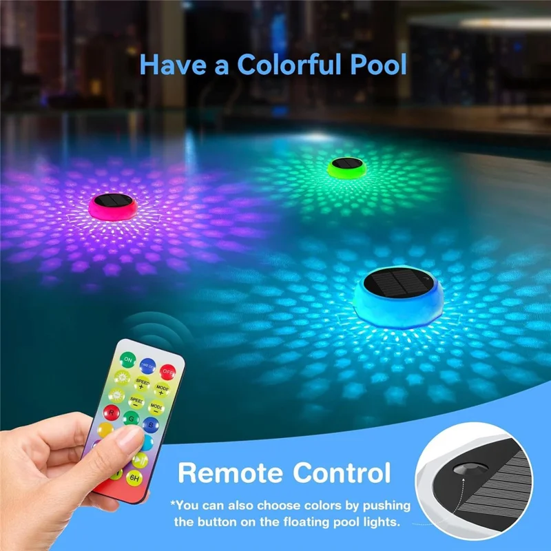 Lámpara Flotante LED Solar para Desinfección de Piscina con Fuente y Decoración de Paisaje con Control Remoto