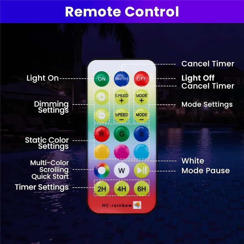Lámpara Flotante LED Solar para Desinfección de Piscina con Fuente y Decoración de Paisaje con Control Remoto